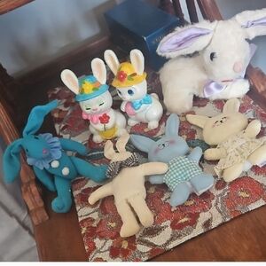 Vtg 8 Lot Of Rabbit Bumny Collectibles Mid-cebtury  Including Chalkware Japanese